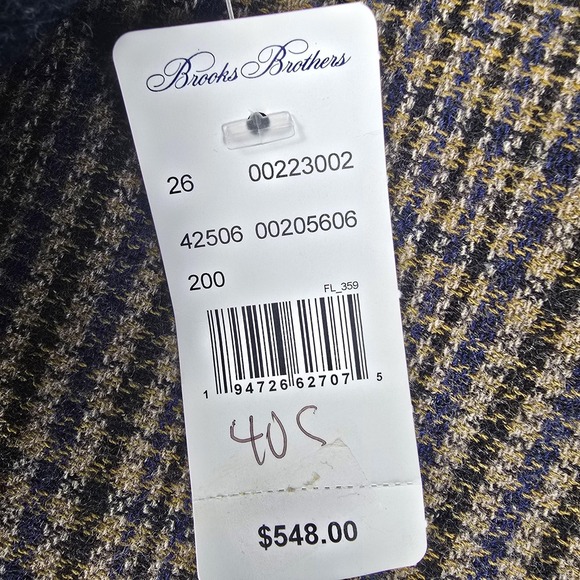 Brooks Brothers Sport Coat Blazer Mens 40S Beige Wool Check Tweed Slim Fit - Picture 4 of 13